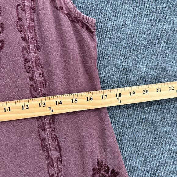 Vintage Magic Boho Hippie Dress Free Size Mauve Embroidered Sleeveless Flowy - Picture 5 of 10